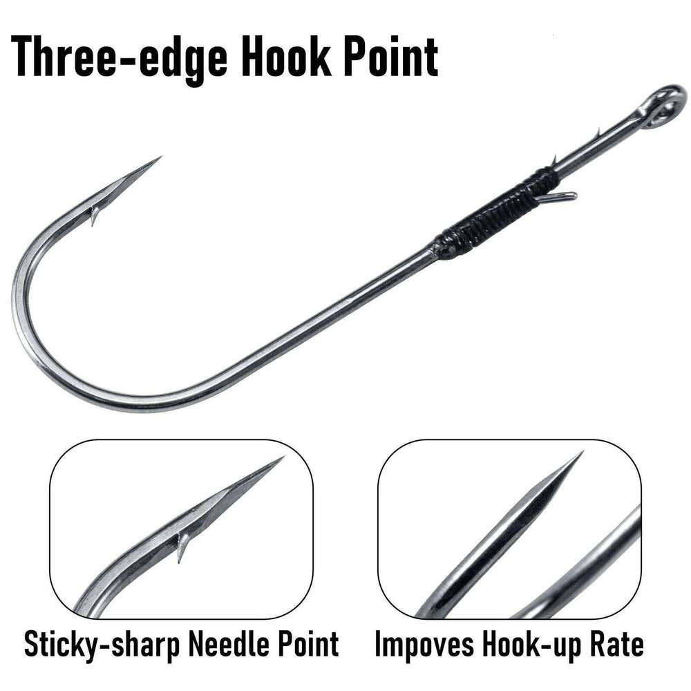 10pcs Flipping Hooks with Bait Holder Bass Fishing Long Shank Weedless for Soft Worm Texas Pitching Punch Shot Wacky Rig Z260228