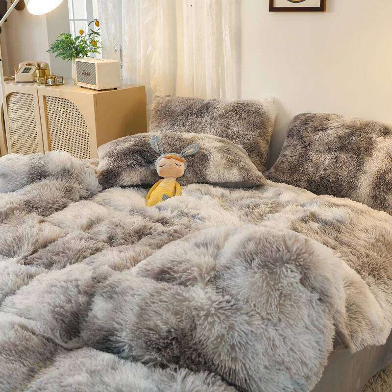Super Shaggy Soft Coral Fleece Princess Girls Bedding Set Warm Mink Velvet Quilt Comforter Cover, Blanket, Luxury, 4/5Pcs W260302