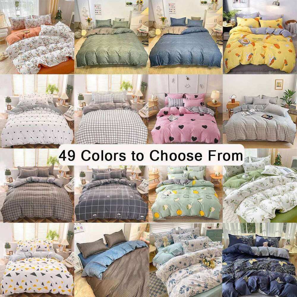 Soft Delicate Floral Pattern Styles Duvet Cover and Four Piece Sheet Set with Washed Cotton Bedding on The Bed W260302 W260302