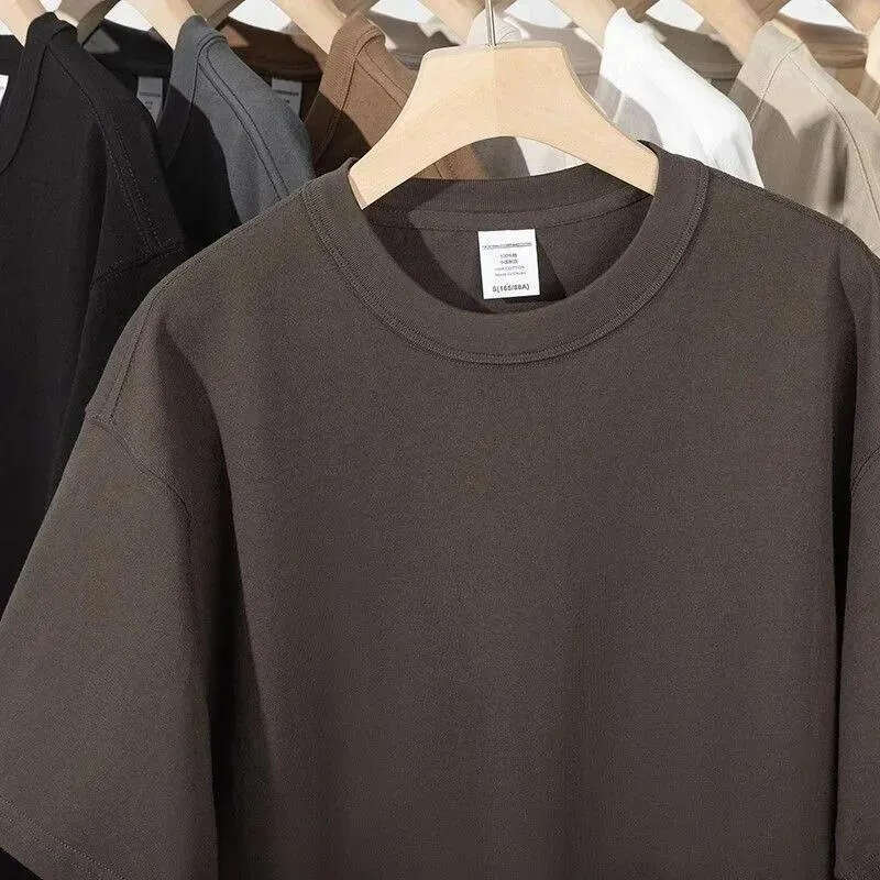 Black Tees Free Shipping Men's Cotton T-Shirts 450G High-Quality Solid Color Summer Tees Unisex Blank Shirts for Men Men's Clothing Outdoor 