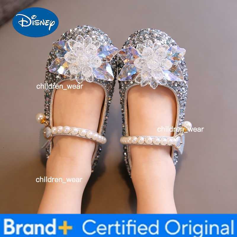 Disney Girls Shoes Frozen Elsa Princess Soft Sole Shoes Summer Childrens Crystal Pearly Shiny Girls Pink Blue Shoes H2603031