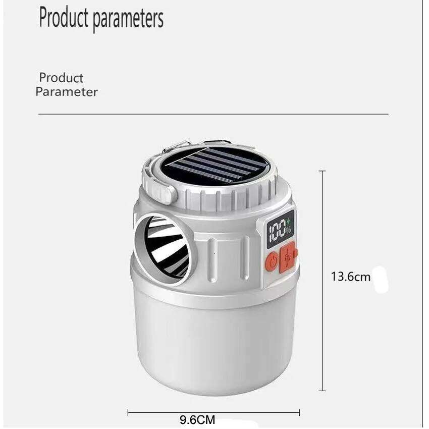Camping Light USB Rechargeable Outdoor Tent Flashlight Solar Charging Emergency Hurricane Camp Lamp Waterproof Power Bank S260302