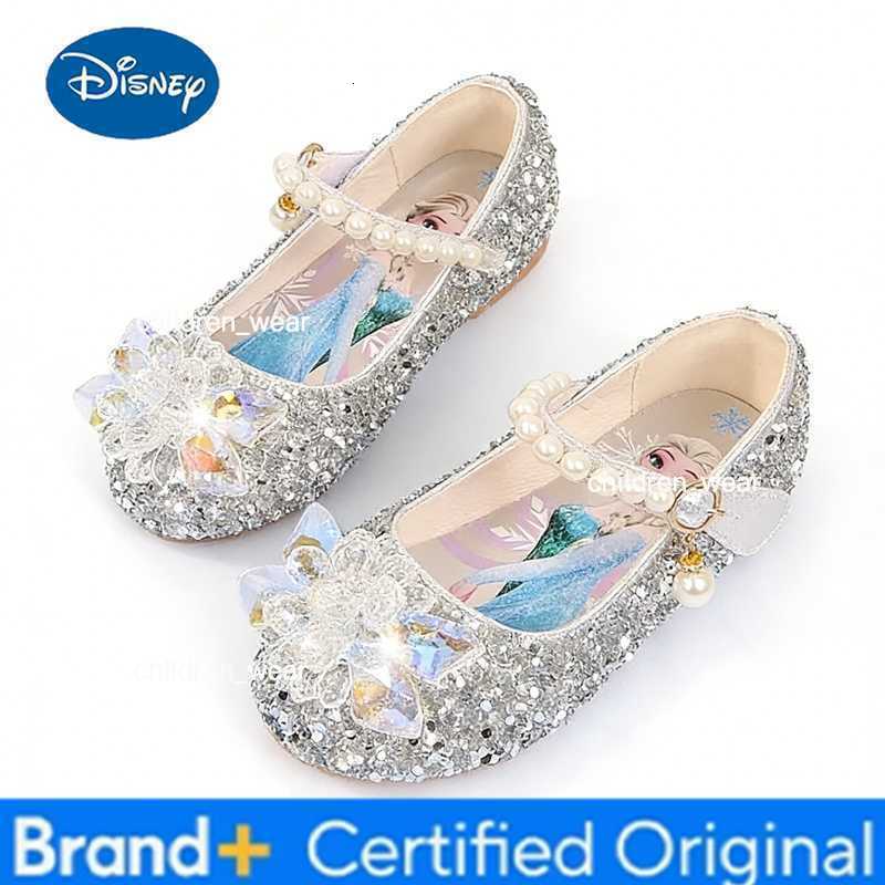 Disney Girls Shoes Frozen Elsa Princess Soft Sole Shoes Summer Childrens Crystal Pearly Shiny Girls Pink Blue Shoes H2603031