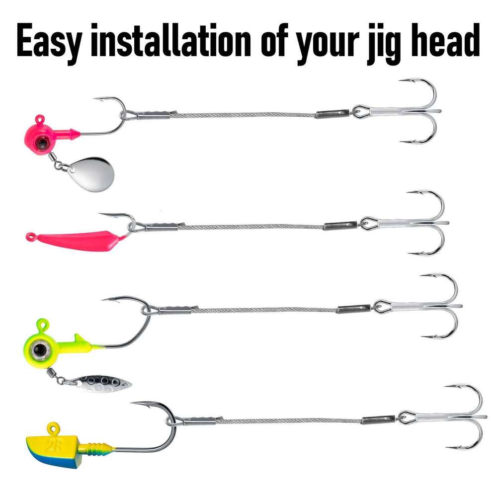 3pcs Fishing Leader Stinger Hook Treble Hooks Stainless Steel Wire Line for Pike Perch Bass Walleye Rig Trolling Saltwater Z260228