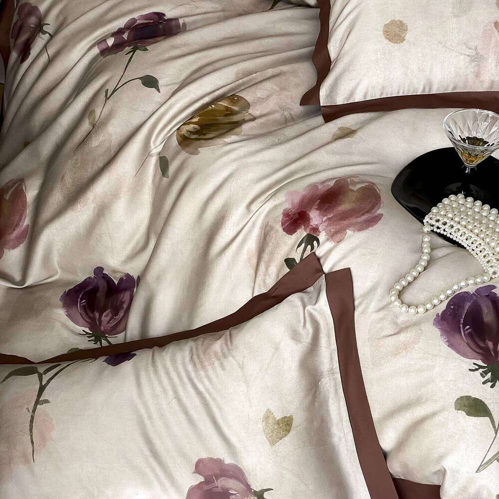 800TC Lyocell Cotton Digital Printing Flowers Prints Luxury Bedding Duvet Cover Set Flat/Fitted Bed Sheet Pillowcases 4Pcs W260302