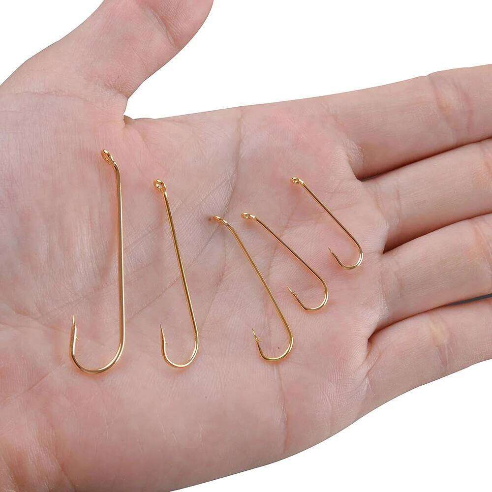 200Pcs Gold Tying Aberdeen Long Shank Dry Wet Nymph Streamer Fly Fishing Hooks Jig Flies hooks Z260228