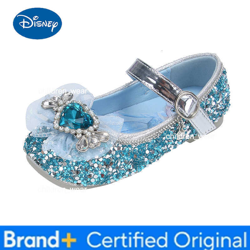 Disney Frozen Princess Elsa Cartoon Soft Sole Sandals Baby Girl Princess Shoes Crystal Shoes Children Flat Girl Leather Shoes H2603031
