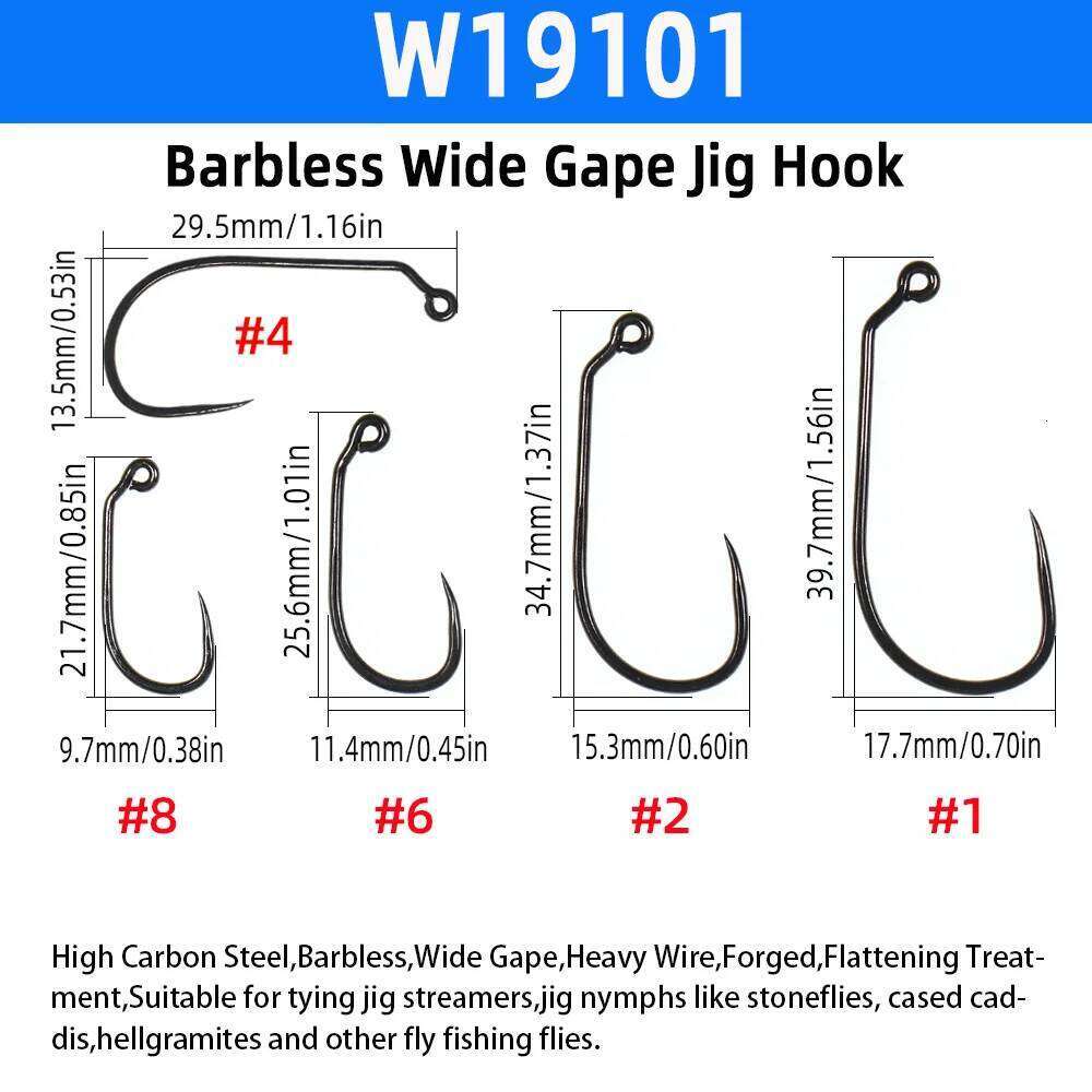 Wifreo 50pcs #1-#24 High Carbon Steel Tying Hook Dry Wet Shrimp Caddis Fly Hooks Trout Lure Baits Fishing Tackle Z260228