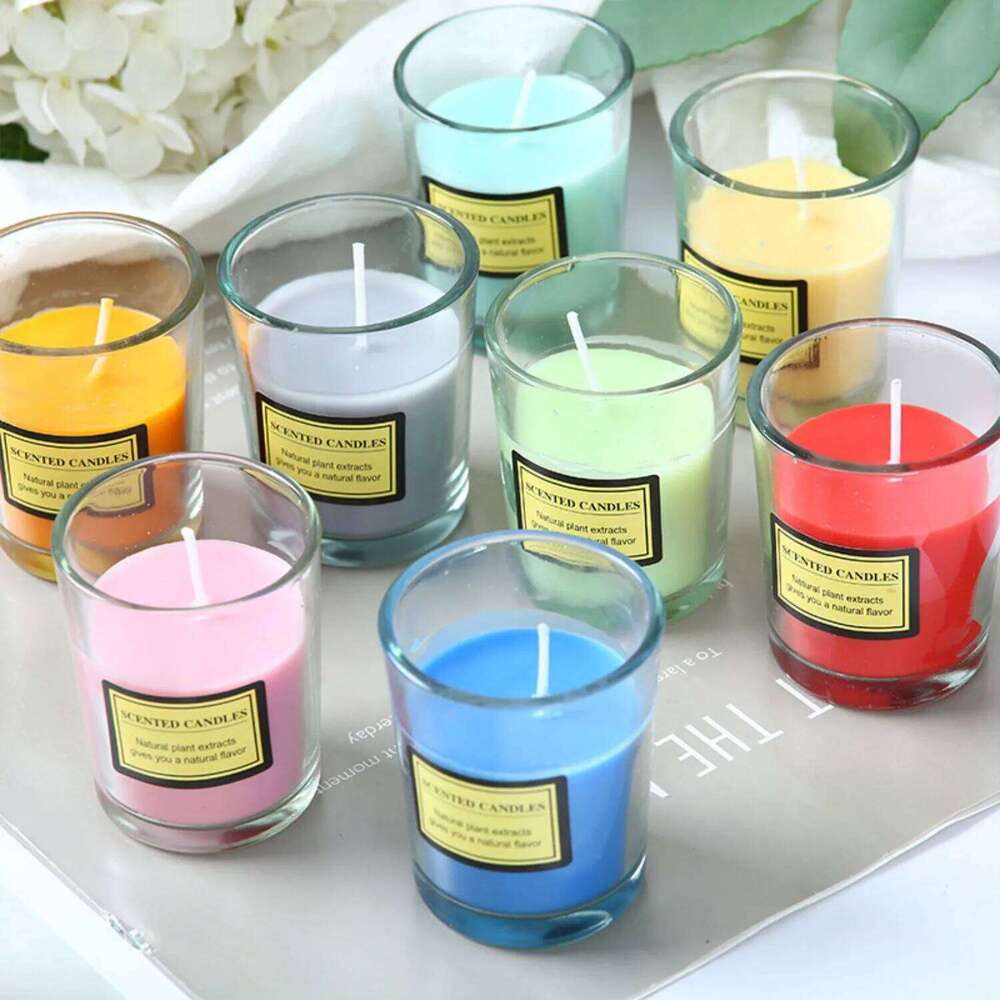 Trendy Minimalist Small Cup Frosted Glass Jar Candle 1pc Scented Home Office Decor W260303