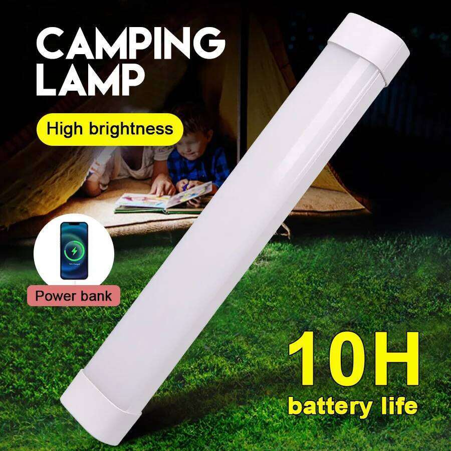 LED Camping Lantern USB Rechargeable Bedside Lamp with Magnet&Hook Portable Cabinet Tube Light for Kitchen Wardrobe Staircase S260302