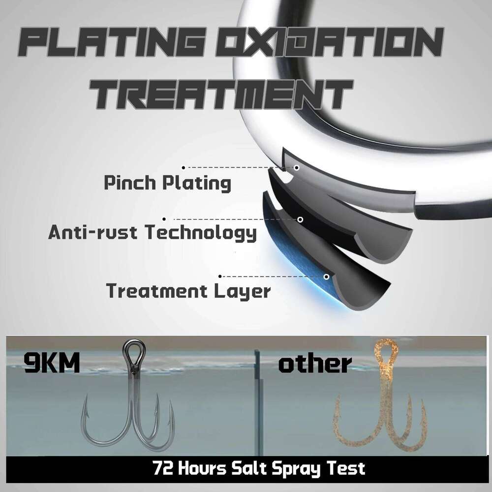 9KM Triple Hook 10Pcs Treble 3X Sea Fishing Hooks Hard Lures for Freshwater Saltwater Z260228