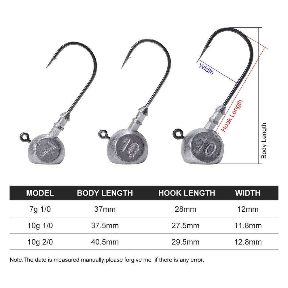 Noeby 7g 10g 1/0 2/0 Ned Rig Head Hook Jig Worm Soft Bait for Pike Bass Fishing Anzol Accessories Hooks Z260228