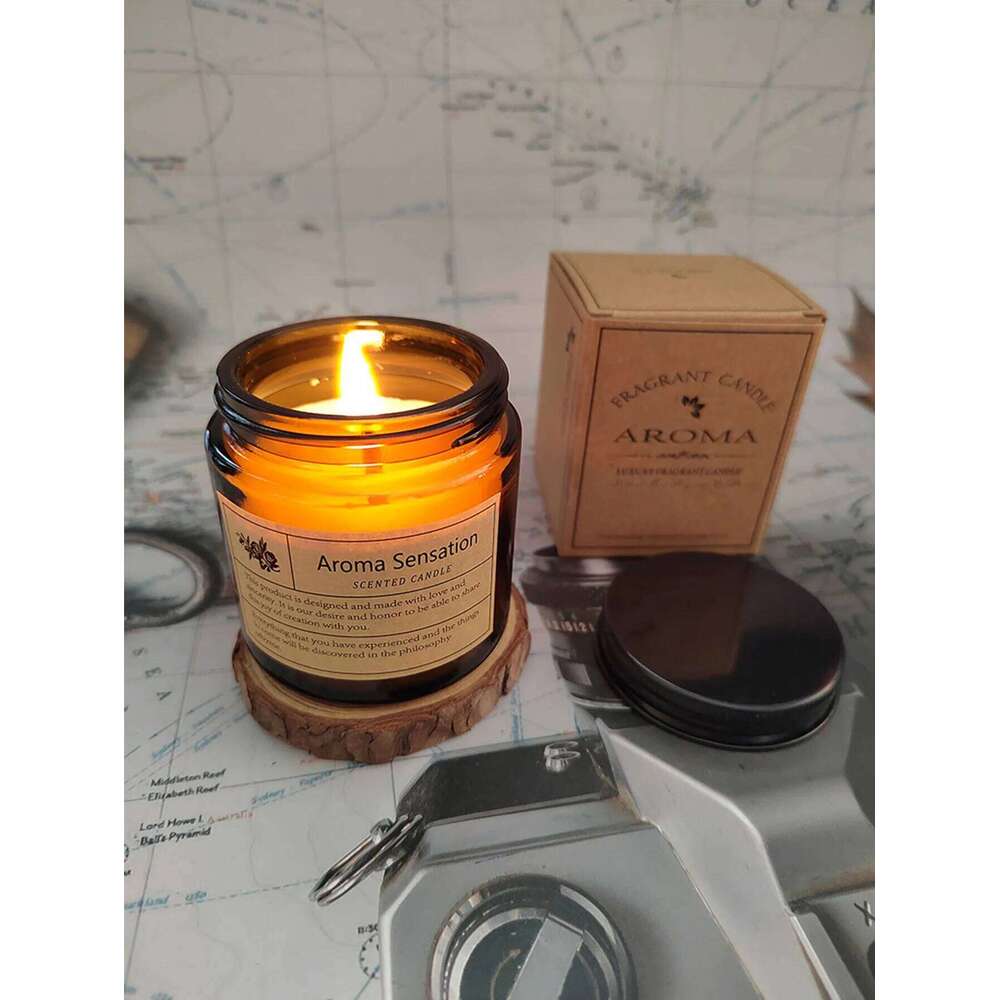 Amber glass cup smokeless candle wedding favour simple creative home use, long-lasting scented ornament gift W260303