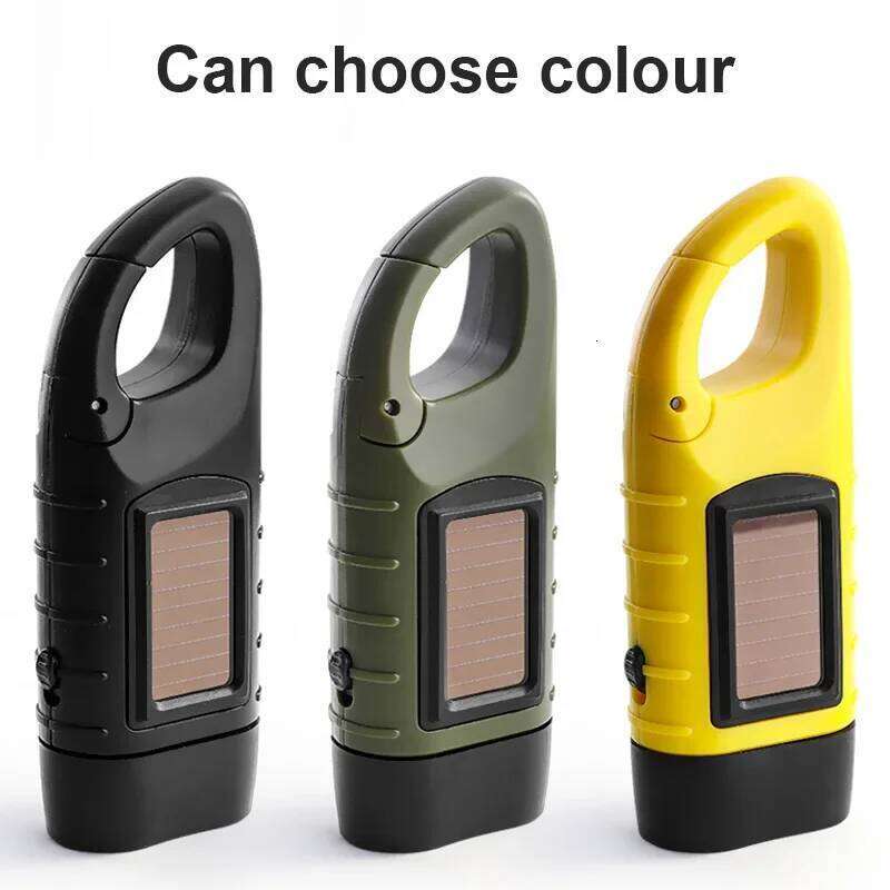 LED Survival Emergency Flashlight Solar Powered Rechargeable Hand Crank Dynamo Torch Hiking Lantern S260302