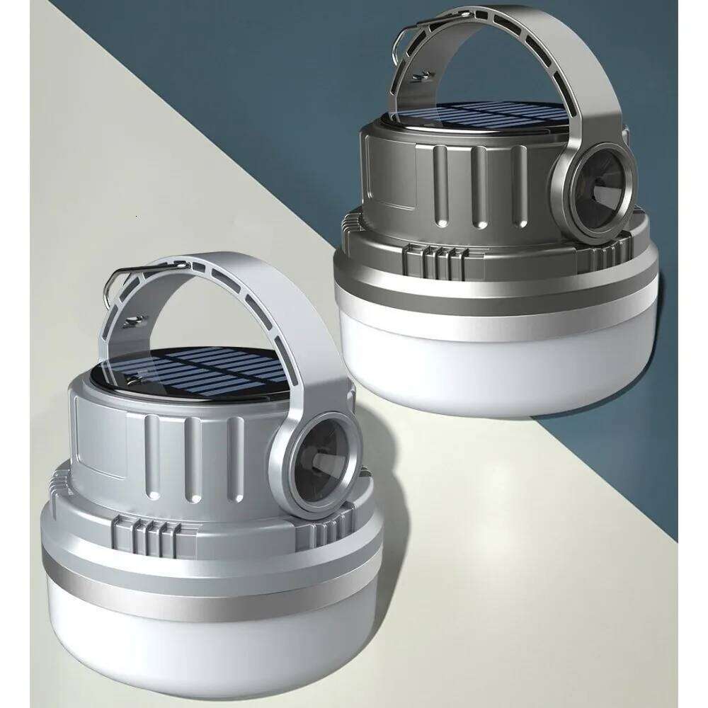 Bright With Hook Solar Camping Lantern LED Hanging Tent Portable Lamp Waterproof USB Rechargeable Emergency Light Outdoor S260302