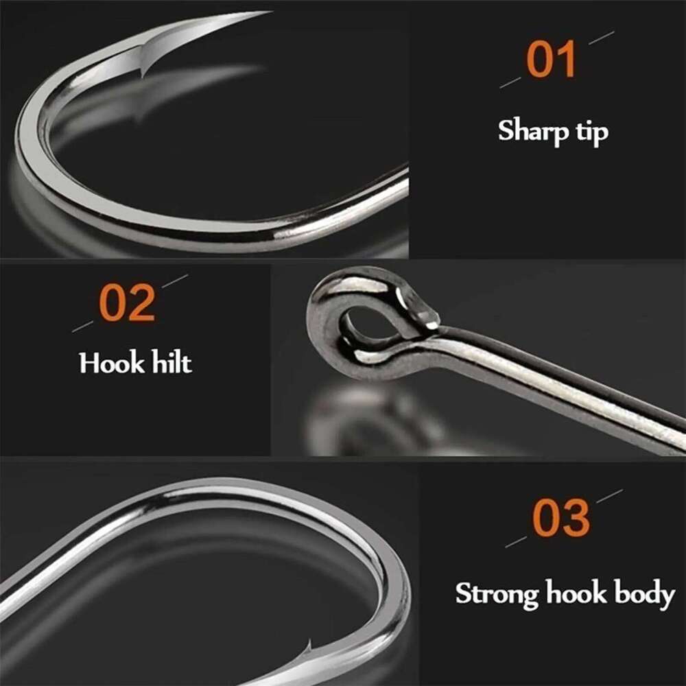 100pcs 3-12# Stainless Steel Carbon With Loop Sharp Barbed Boxed Hook Set Fishing Accessories Z260228