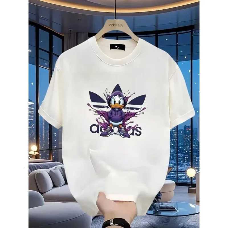 T-shirt Heavyweight Pure Cotton Summer Round Neck Printed Unisex Trendy Sporty Basic TopT260303