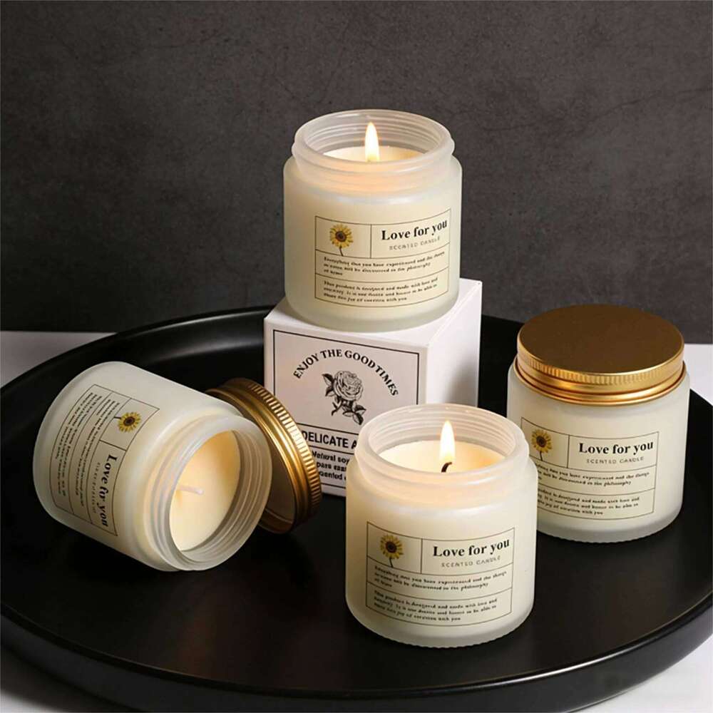 1pc Niche Frosted Glass Aromatherapy Candle Small Cup Ins Style Romantic Smokeless Home Party Decor W260303