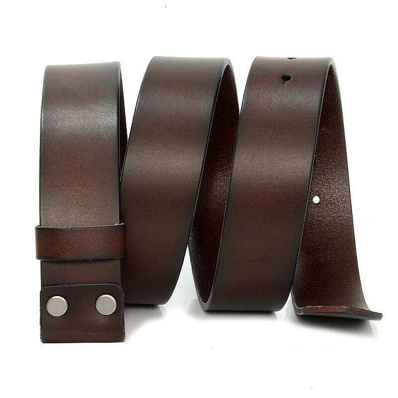 3.3cm and 3.8cm width Vintage No Buckle belt suit Smooth belts men luxury Cowskin Soild Genuine leather without buckle S260228