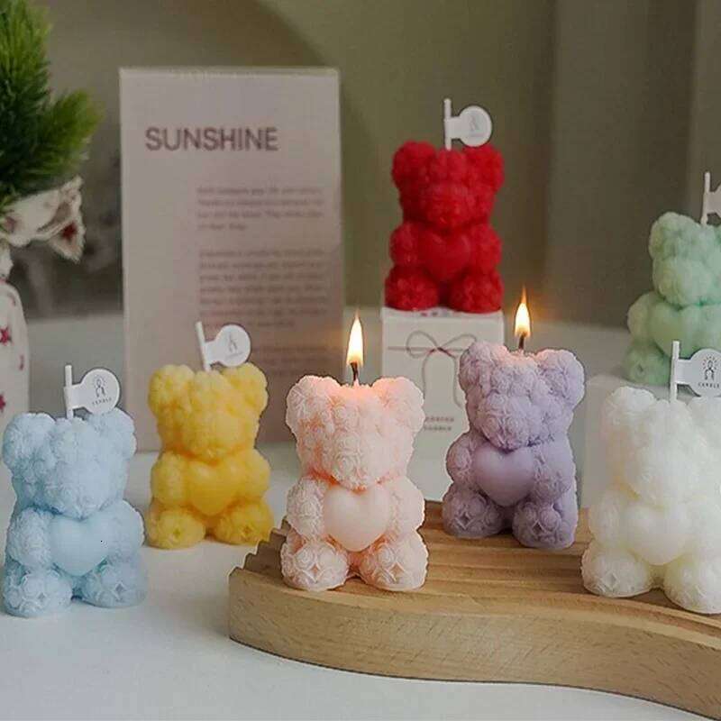 Pink Bear Candle Romantic Cute Soy Wax Aromatherapy Small Scented Relaxing Wedding Birthday Party Gift Home Decoration W260303