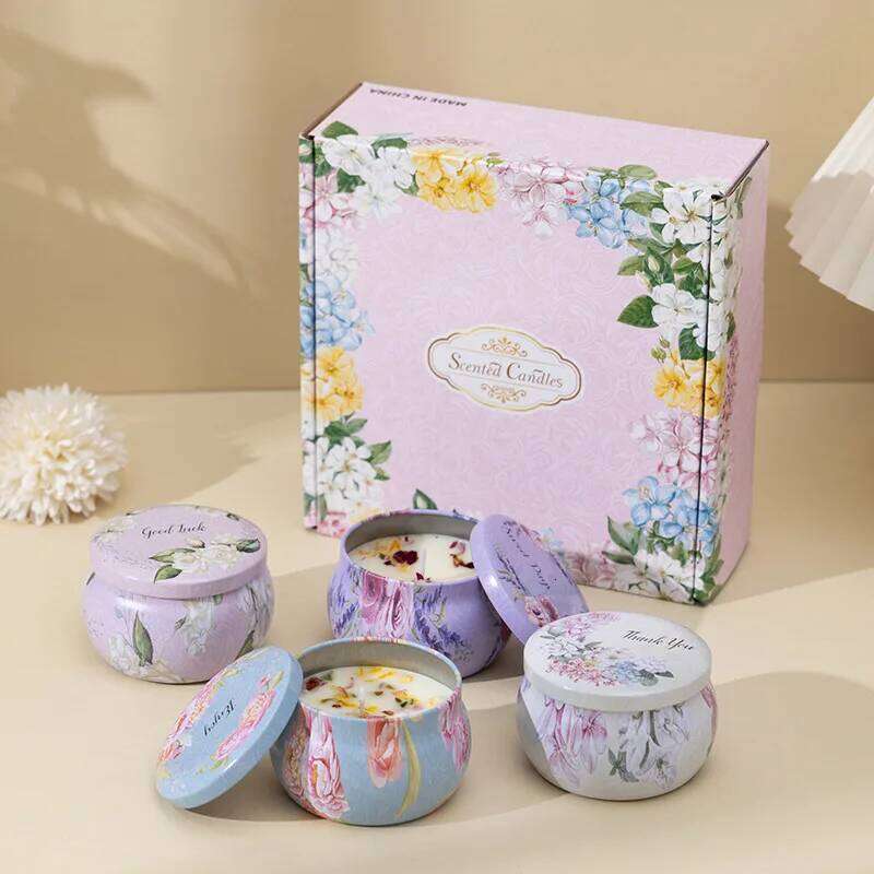 4PCS Scented Set with Box Smokeless Jar Nordic Soy Wax Candle Fragrance Gift for Lover & Friends W260303