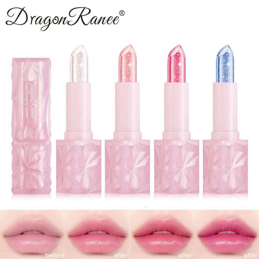 Dragon Ranee Colorful changing Thermochromic Pink Three-Diamond Crystal Lipstick Waterproof Long-Lasting Moisturising H260302