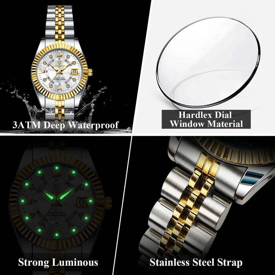 POEDAGAR Original Elegant Women's Watches Waterproof Luminous Date Women Watch Stainless Steel Quartz Fashion Ladies Wristwatch XJ260303