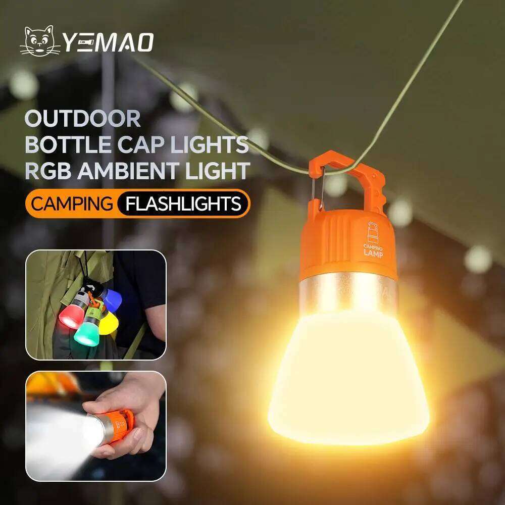Portable Outdoor 450mAh Battery Rechargeable YEMAO B90 Camping Light with Hook High Brightness IPX4Emergency Flashlight RGB Lamp S260302