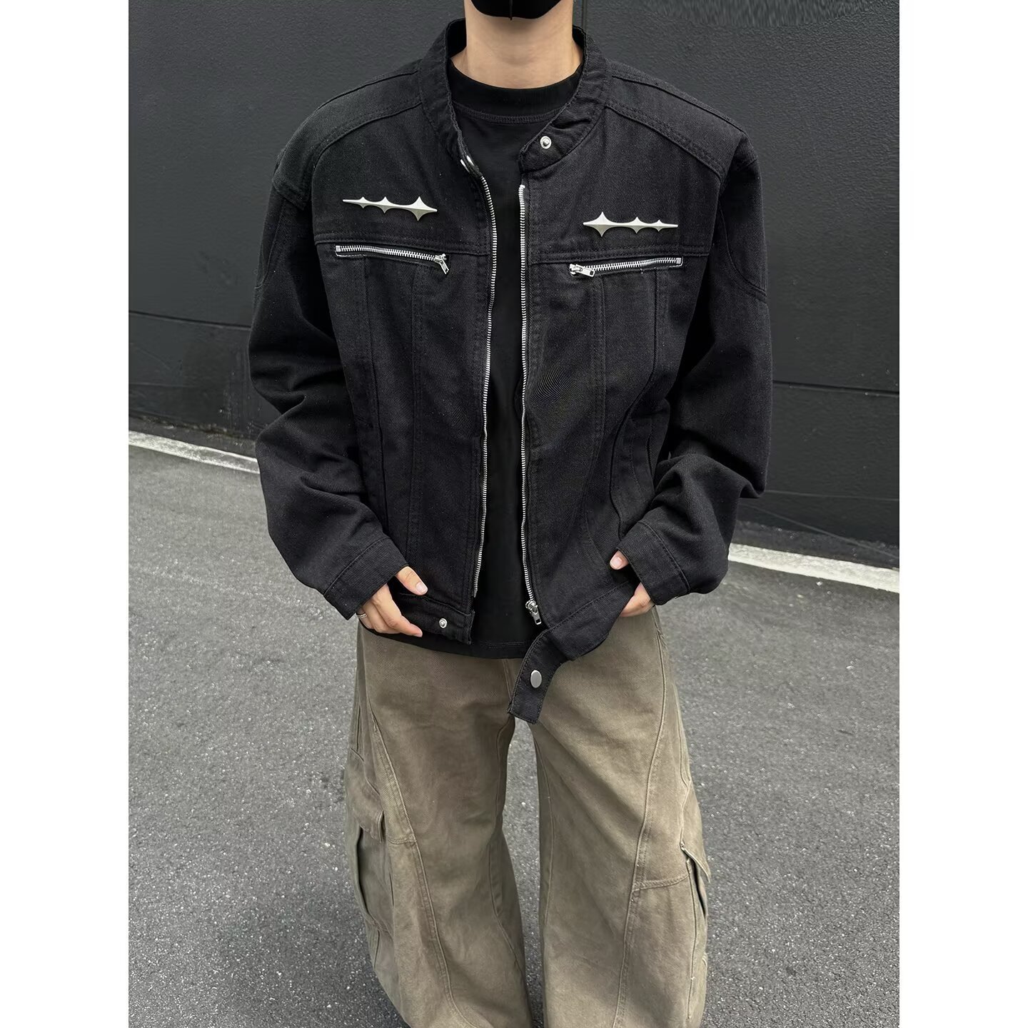 2026 Americn Retro Wshed Pdded Shoulder Short Ptchwork Denim Jcket Vintge Designer Jacket Trendy Brnd Highend Design Collrless Jcket For Men