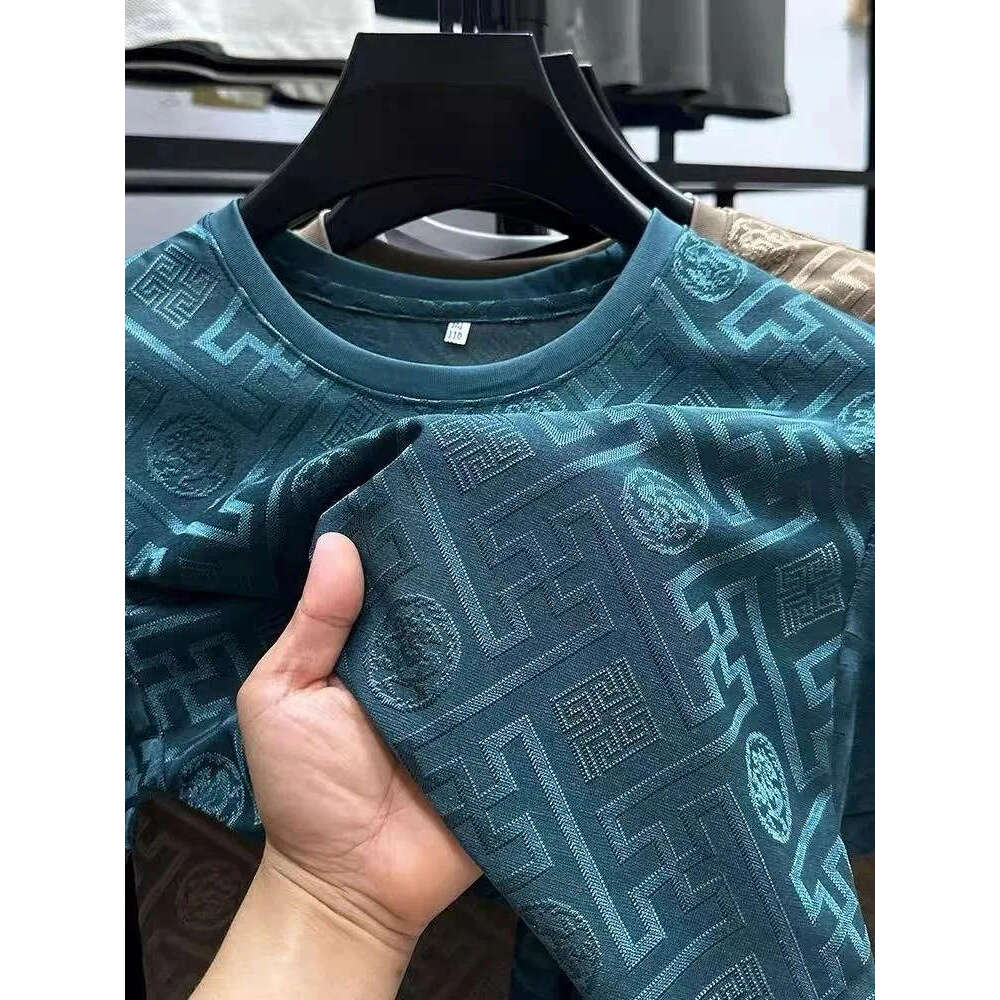 T Shirts Tees Polos Printed Sleeve Summer Plaid Round Neck Casual Breathable Top Men's Clothing