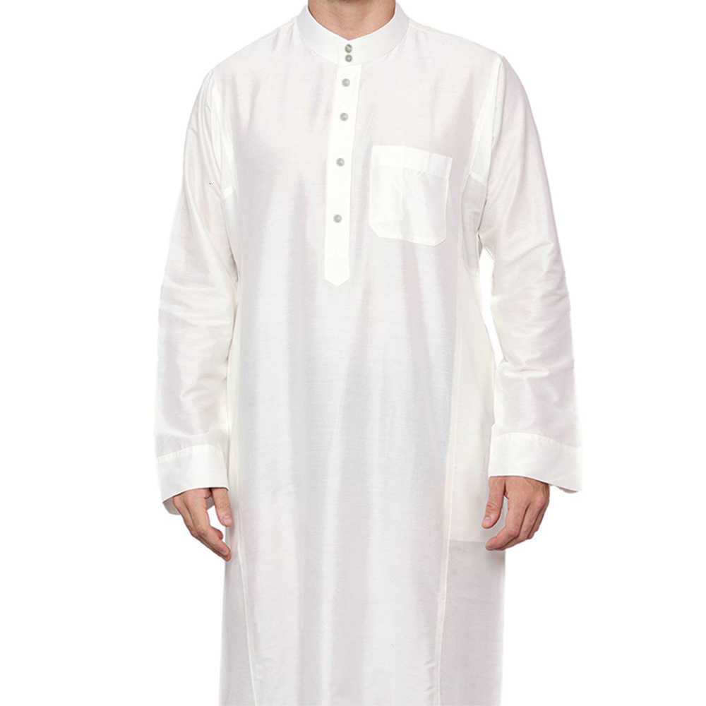 Polyester men's long robe, Qatar stand-up collar long robe with pocket design, Arabic Middle East Dubai travel clothing X250514