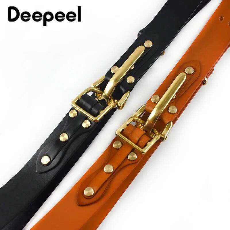 1Pc Deepeel 3.8*110-125cm Men's First Layer Cowskin Belt DIY Handmade Genuine Leather Knight Belts Brass Pin Buckle Waistband S260228