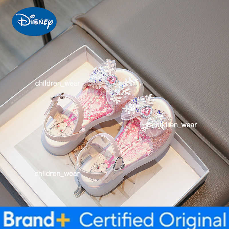 Disney KidsCasual Shoes Sandals Crystal Beach shoes Elsa EVA Summer Shoes For Girls Velcro Anti-slip Blue Purple Shoes Size 29-36 H260303