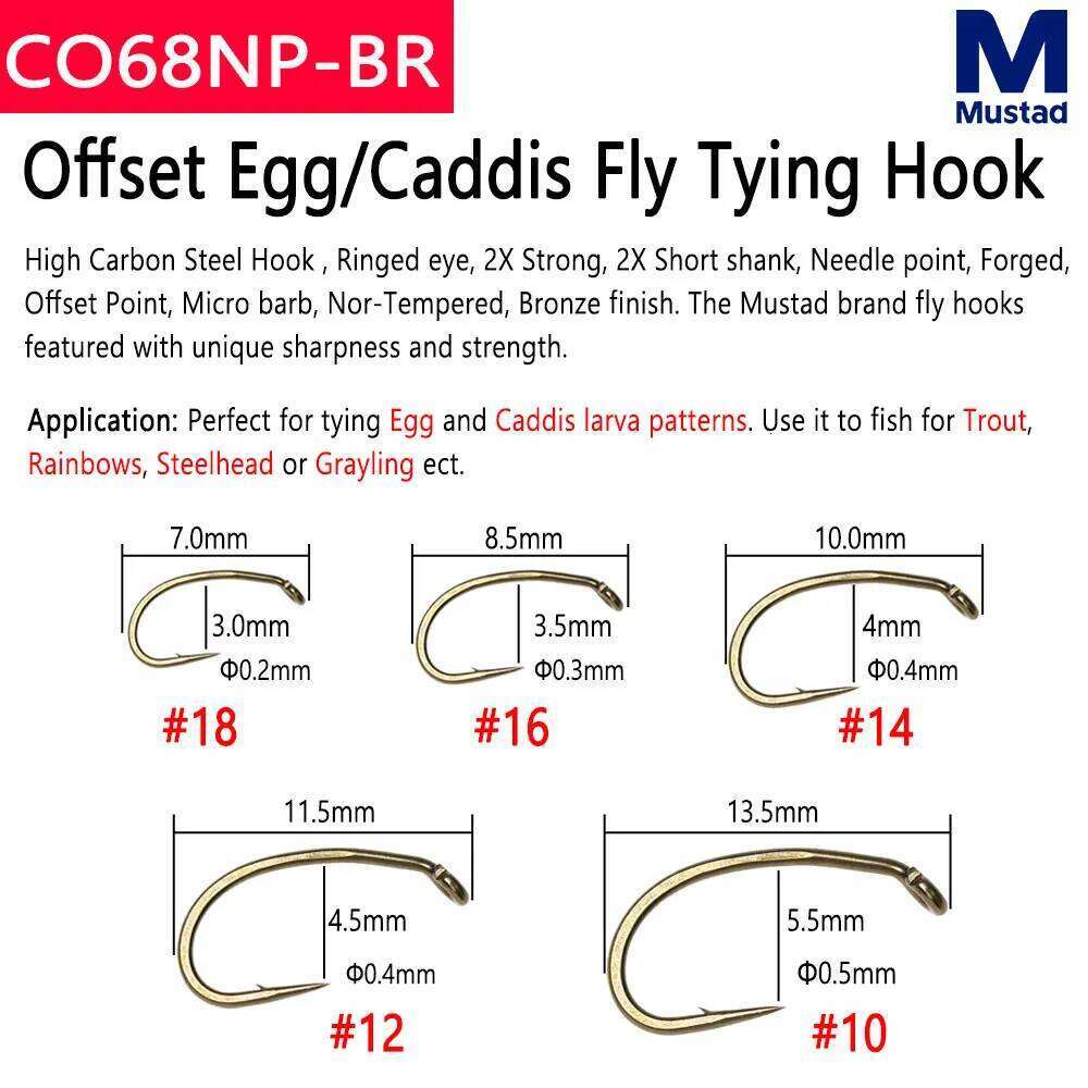 Mustad 50pcs High Carbon Steel Barb Fly Tying Hook For Dry Wet Nymph Streamer Caddis Trout Salmon Steel Baits Z260228