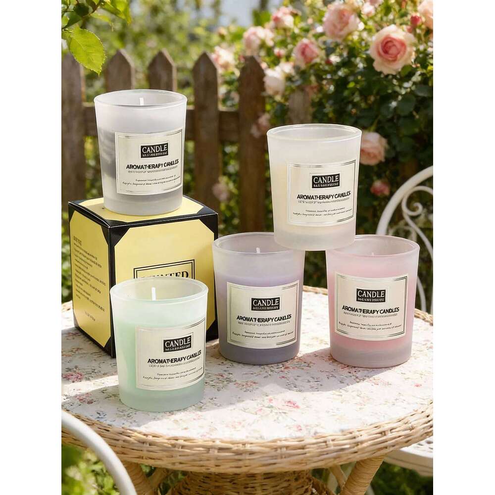 Frosted glass cup scented candle smokeless plant oil wax furniture decoration W260303