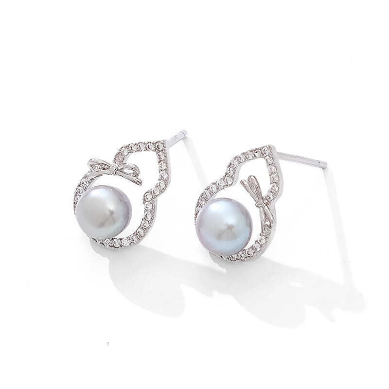 Xiangyun Zircon Small Gourd Earrings For Women Light Luxury Ancient New Chinese Style Imitation Pearl Earrings