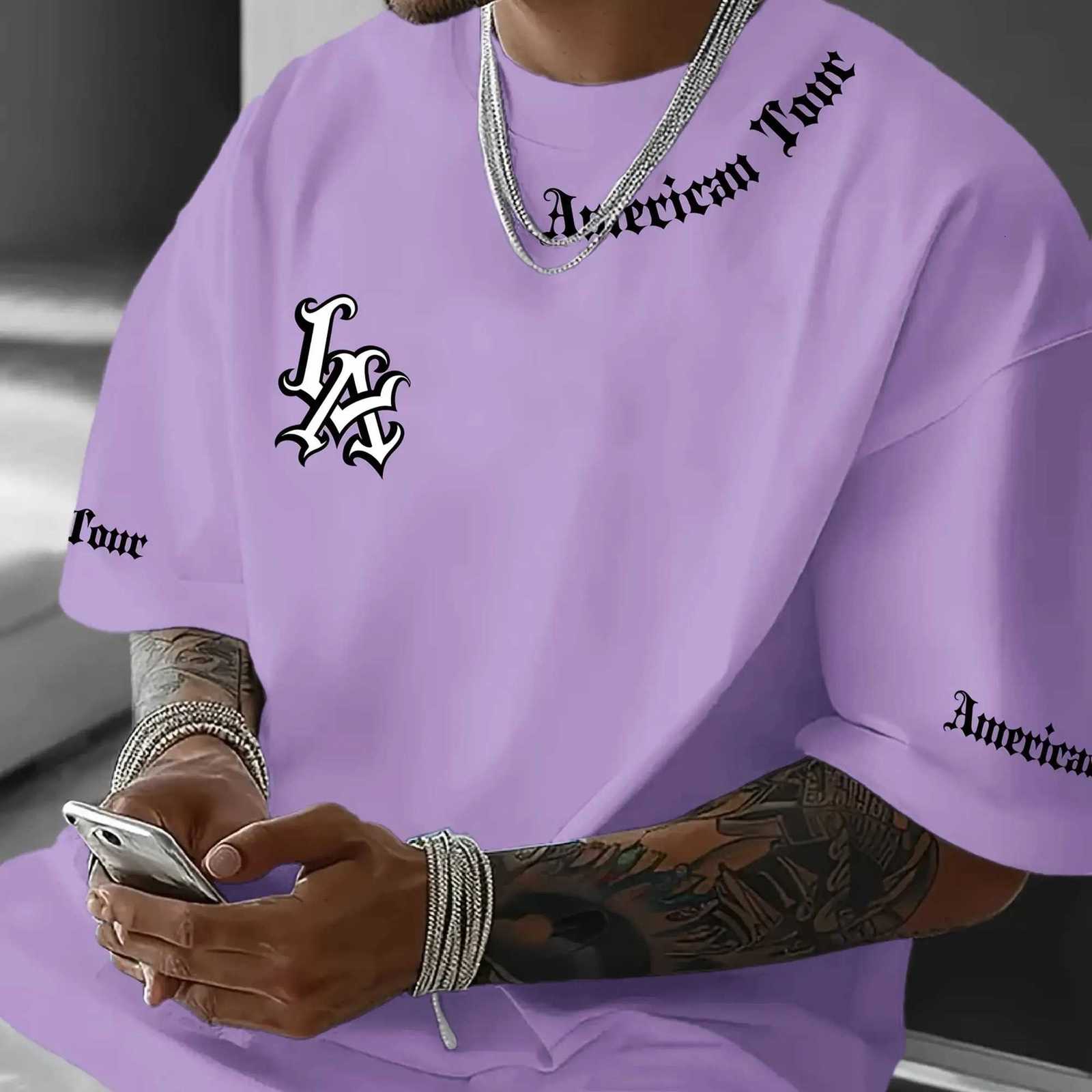 T-shirt 2025 Summer New Letter Print Casual Round Neck Short Sleeve Sports Unisex TopT260303