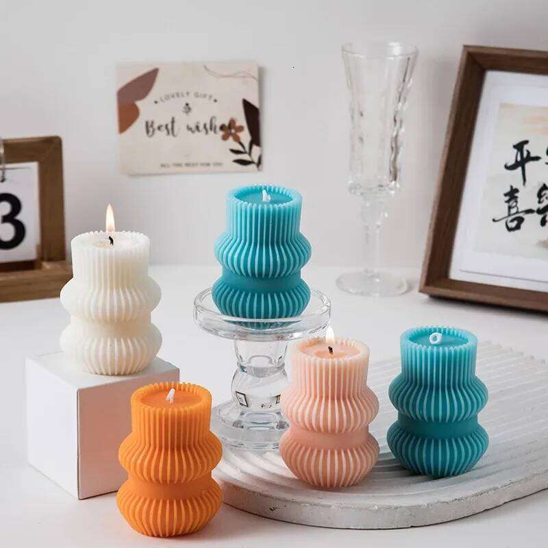 Fluted Scented Aesthetic Decorative Home Personalized Smokeless Candles Gift Set for Guests W260303