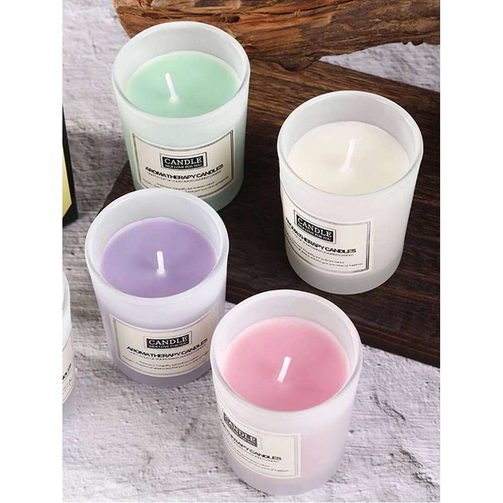 Coloured premium frosted cup scented candle for home and hotel, creative fragrance gift ornament W260303