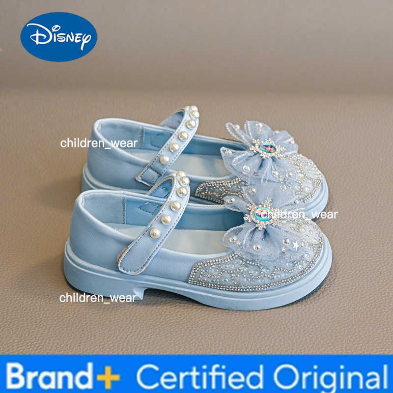 Disney KidsSandal Elsa Princess Frozen PU Leather Sequin Pearl Summer Shoes For Girls Anti-slip Breathable Pink Blue Size 26-35 H260303