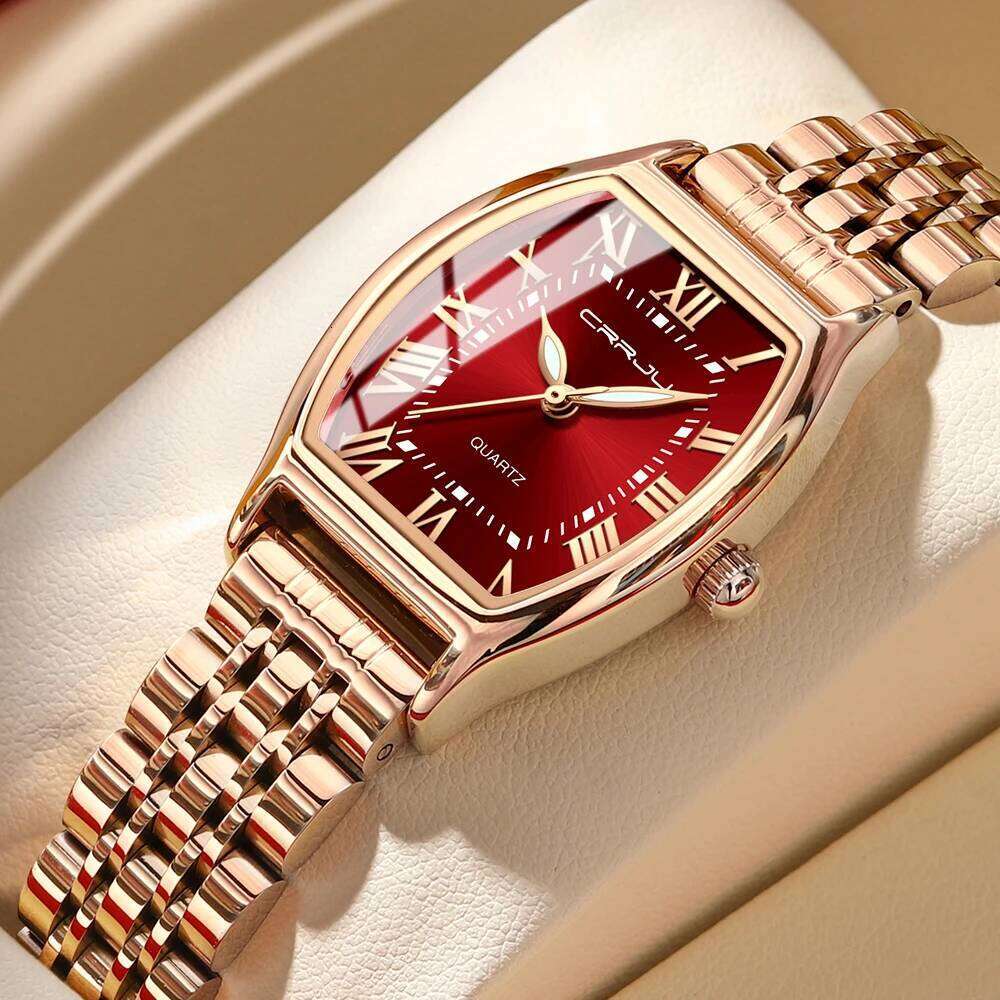 CRRJU Women Watches Creative Steel Dress Bracelet Wristwatches Ladies Square Waterproof Female Relogio Feminin XJ260303