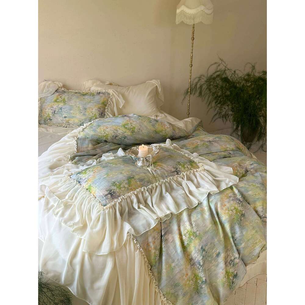 Customizable silk cotton splash bed four-piece set girl fairy romance W260302