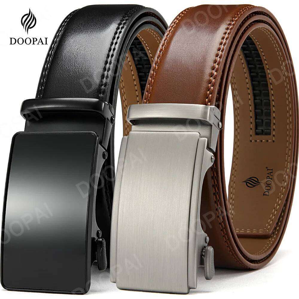 Mens Metal Automatic Leisure Ratchet Belts for Men Pants Fashion Genuine Leather Belt S260228