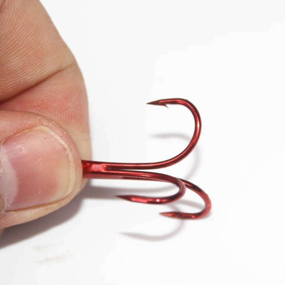15Pcs/lot 13B Three Red Nickel Color Fishhook 1/2/4/8/10/12/14# Fishing Hook High Carbon Steel Treble Hooks gamakatsu Z260228