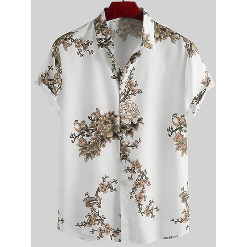 2026 Luxury Brand Designer Clothing 2025 Men's Summer New Arrival: National Style Series Floral 3D Print Men's Short Sleeve Shirt