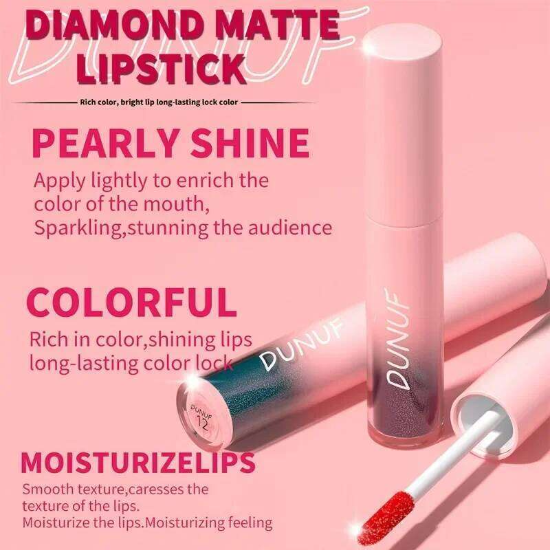 18 Colors Diamond Gloss Matte Pearly Shimmer Sparkling Lip Glaze Lasting Waterproof Rich Color Bright Glitter Lipstick H260302