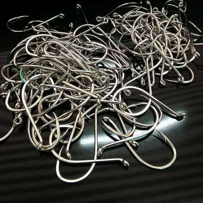 50pcs/lot Turned Up Eye Hooks Offset Fishhooks Circle Hi Carbon Steel Barbed Fishing Accessories Livebait Lure Fish Hook Z260228