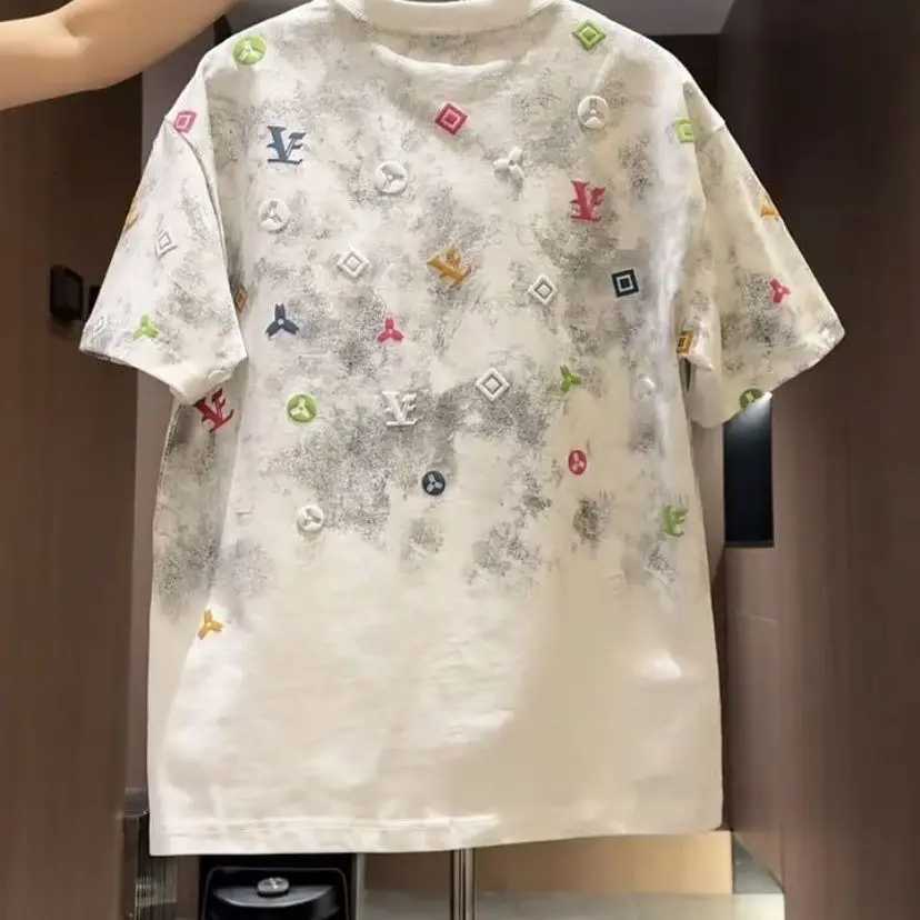 T-shirt 2026 Summer Men Tie-Dye Crew Neck Short Sleeve Casual Light Luxury Foam Fashion TopT260303