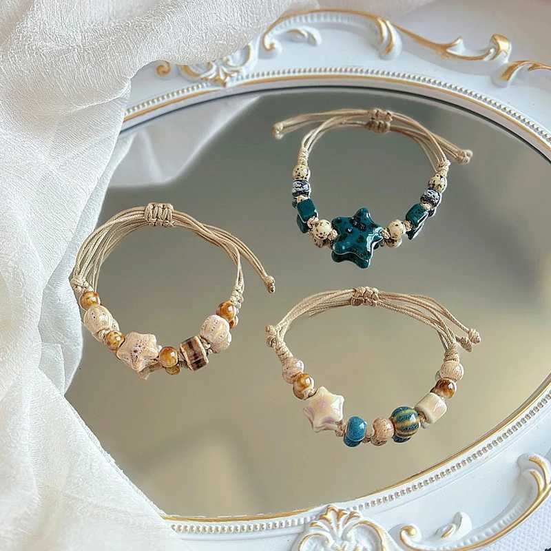 Boho Style Handmade Star Ceramic Bracelet For Women Girls Unique Ethnic Style Adjustable Bracelet Jewelry Accessories Gifts H260303