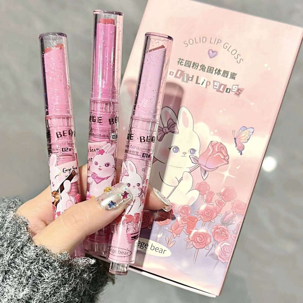 Gegebear Garden Pink Lip Glaze Moisturizing Lipstick Sweet and Cute Lasting Soft Lipgloss Christmas gift H260302
